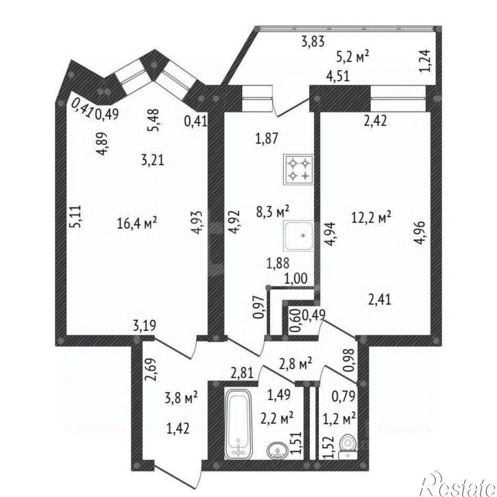 2-комн квартира ул Бакалинская, 23,  д. 23