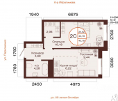2-комн, 43 кв м, этаж 30/32 улица Пархоменко, 152
