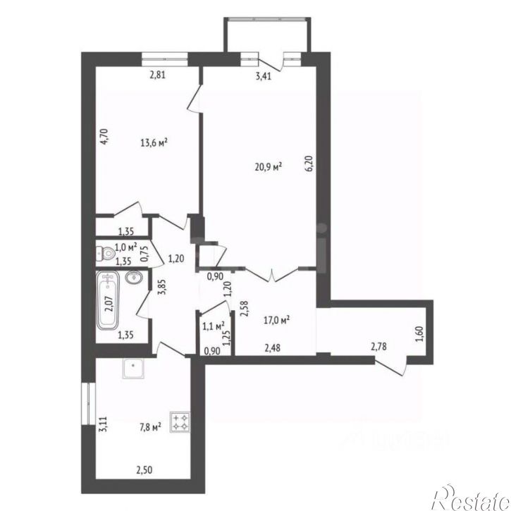 2-комн квартира улица Александра Невского, 33,  д. 33