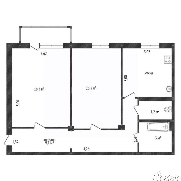 2-комн квартира ул Первомайская, 28а,  д. 28а