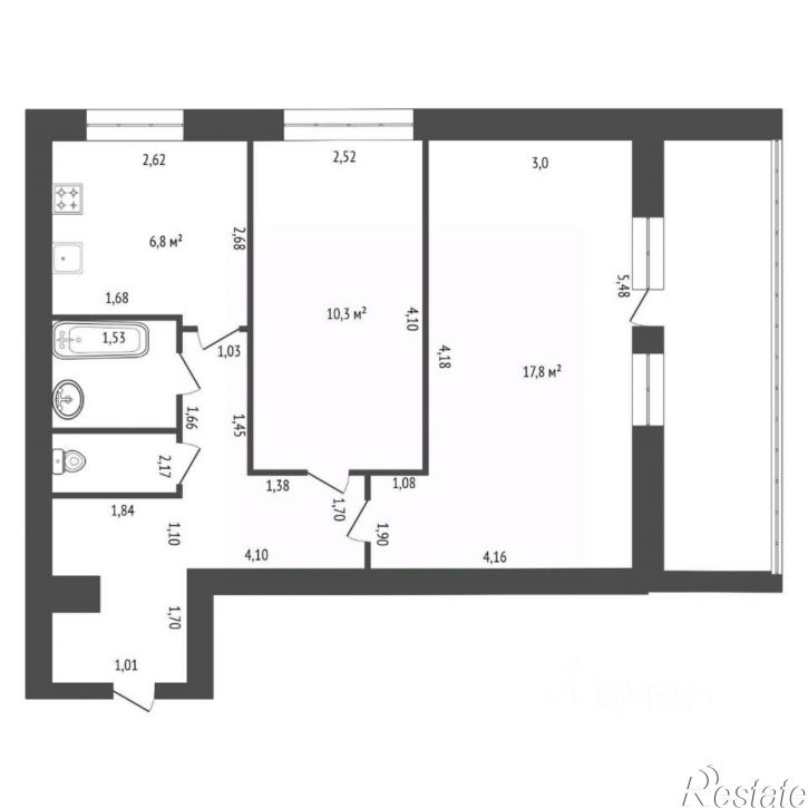 2-комн квартира ул Комарова, 18/1,  д. 18/1
