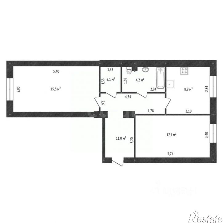 2-комн квартира ул Космонавтов, 13,  д. 13