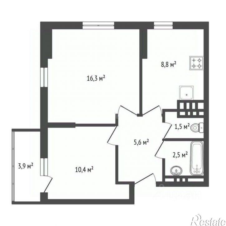 2-комн квартира ул Машинистов, 6,  д. 6