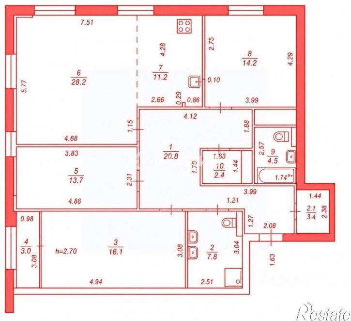 4-комн квартира улица Бехтерева, 6,  д. 6