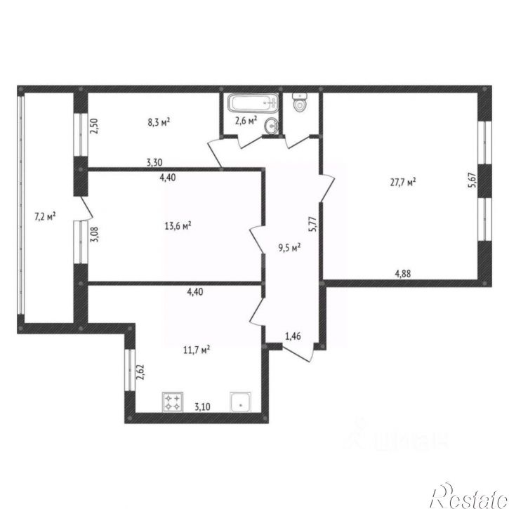 3-комн квартира улица Георгия Мушникова, 11,  д. 11