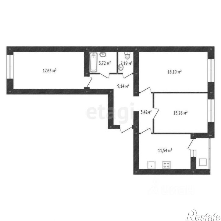 3-комн квартира улица Энтузиастов, 13,  д. 13