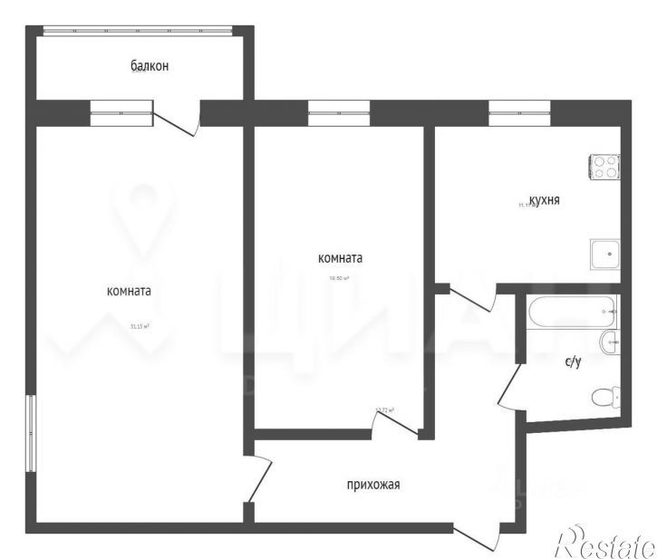 2-комн квартира б-р Тухвата Янаби, 49 1,  д. 49 1,  к. 1