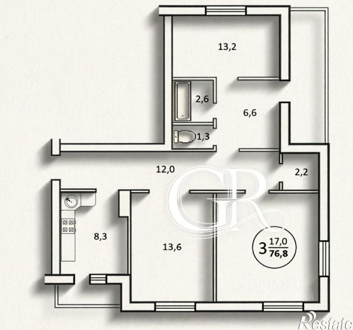 3-комн квартира Гвардейская улица, 54/2,  д. 54/2
