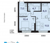 2-комн, 40 кв м, этаж 16/31 жилой район Сипайлово, ЖК Атлантис