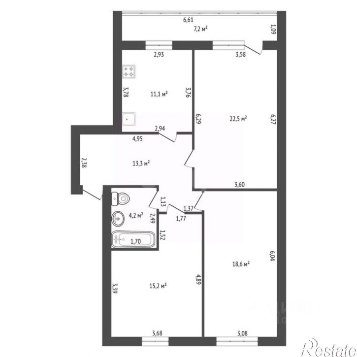 3-комн квартира улица Мустая Карима, 42,  д. 42