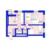 2-комн, 62 кв м, этаж 22/24 Айская улица, 51