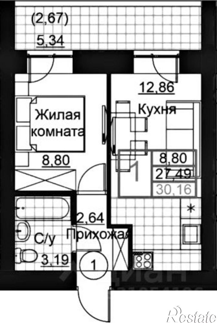 1-комн квартира ул Кавказская, 23,  д. 23