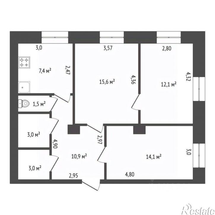 3-комн квартира ул Архитектурная, 14,  д. 14