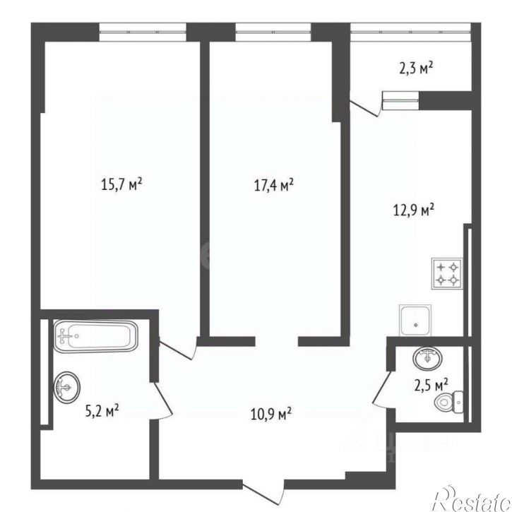 2-комн квартира ул Комсомольская, 15,  д. 15