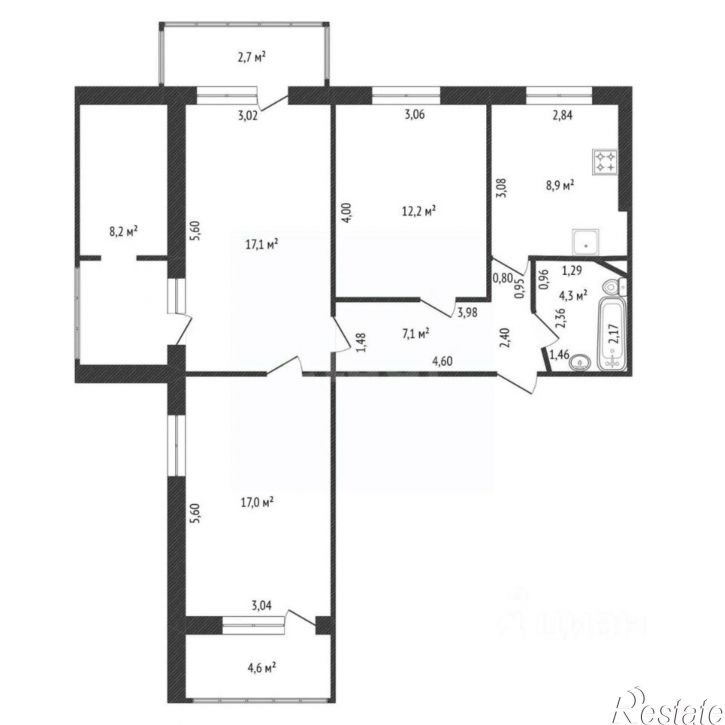 3-комн квартира улица Рабкоров, 14,  д. 14