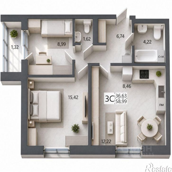 3-комн квартира в новом доме ул Пожарского, 245,  д. 245