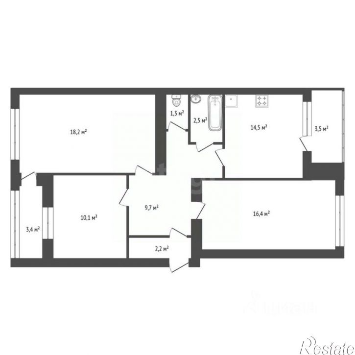 3-комн квартира ул Мира, 16,  д. 16