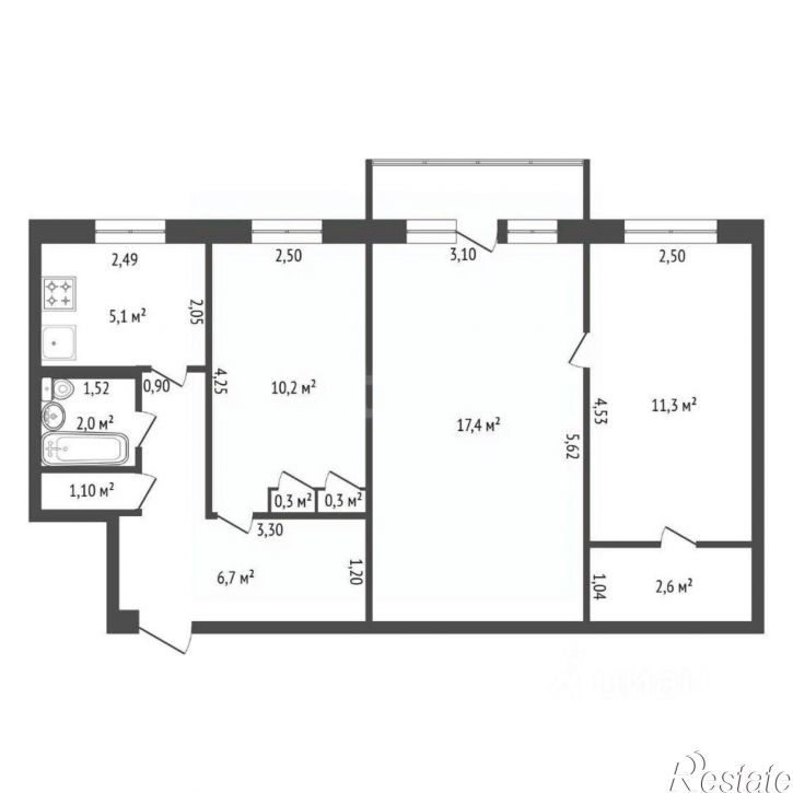 3-комн квартира проспект Октября, 105/2,  д. 105/2