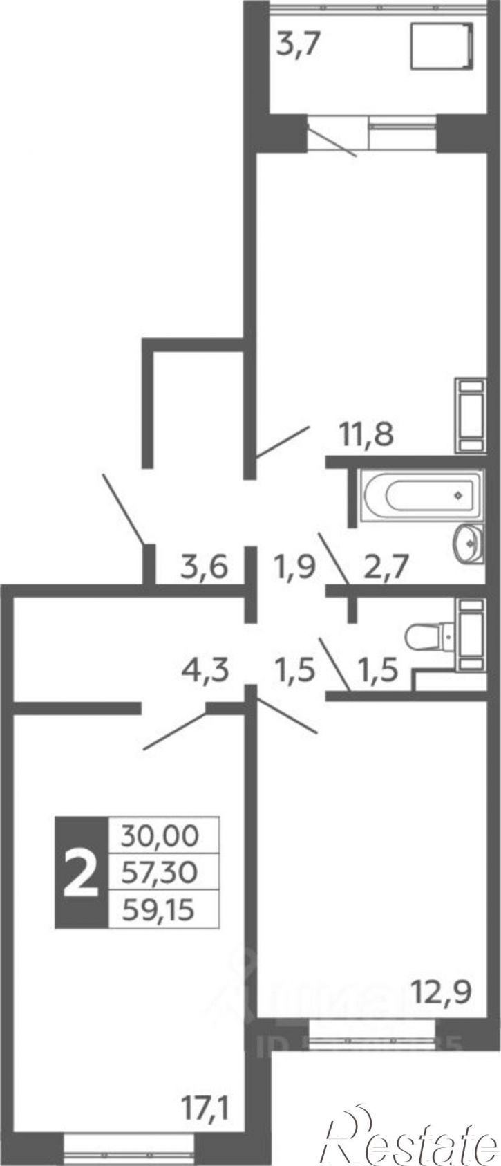 2-комн квартира в новом доме улица Орджоникидзе, 34,  д. 34