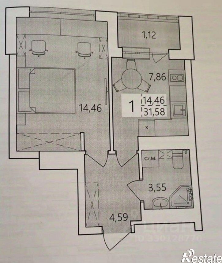 1-комн квартира в новом доме улица Пожарского, 237,  д. 237