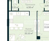 1-комн, 44 кв м, этаж 5/30 жилой район Глумилино, ЖК Урман Сити
