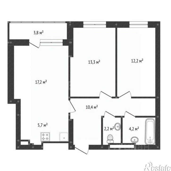 2-комн квартира ул Летчика Кобелева, 3/3,  д. 3/3