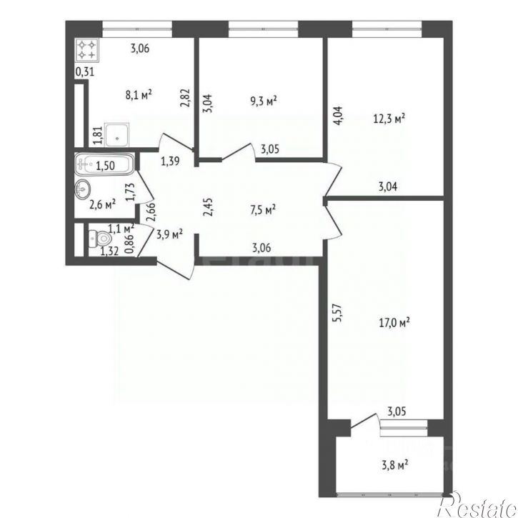3-комн квартира улица Генерала Горбатова, 3,  д. 3