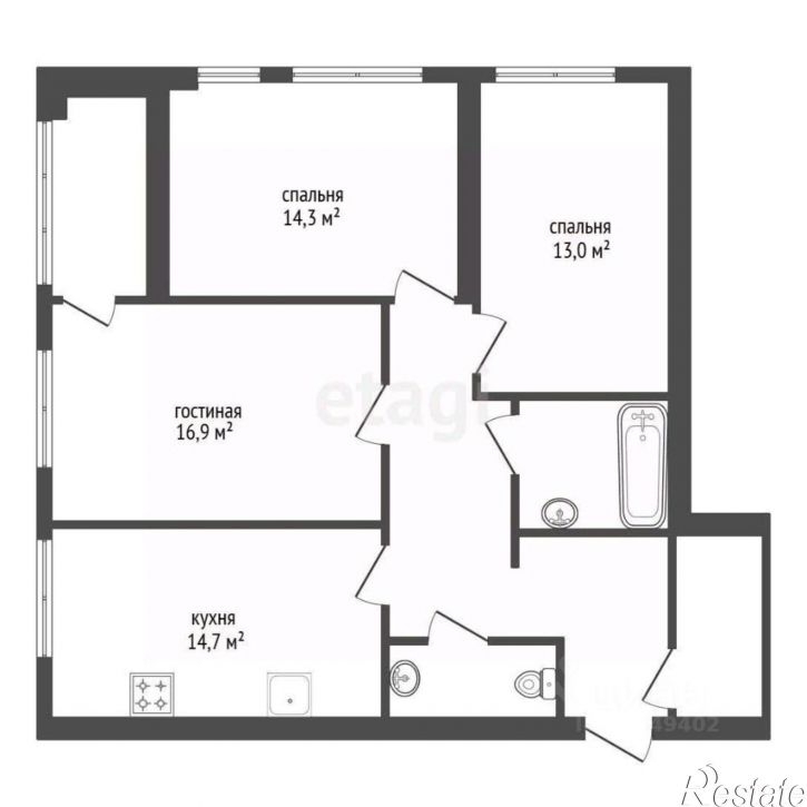 3-комн квартира пр-кт Октября, 107а,  д. 107а