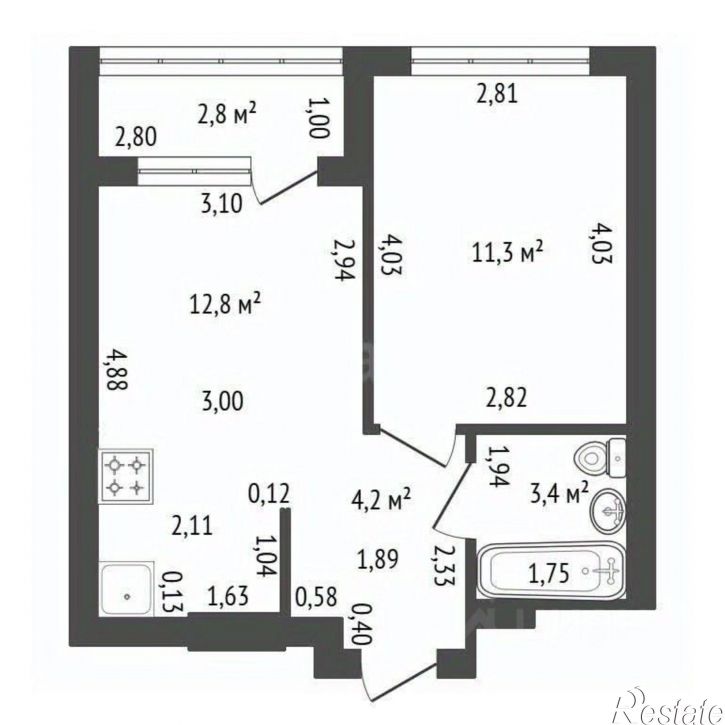 2-комн квартира Бородинская улица, 19/1,  д. 19/1