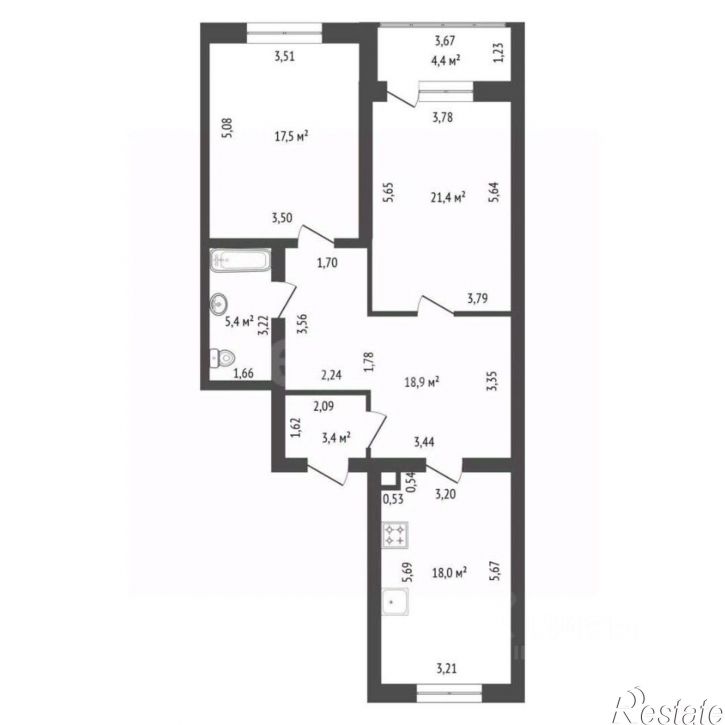 3-комн квартира улица Зайнаб Биишевой, 5/1,  д. 5/1