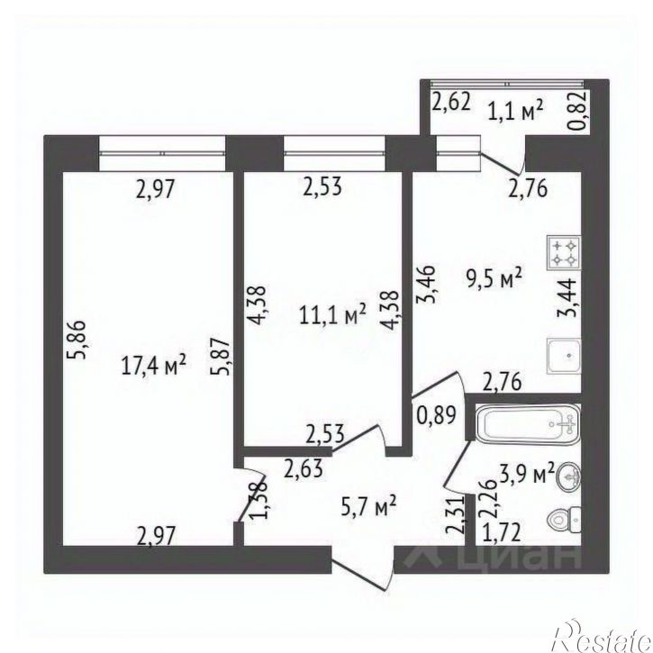 2-комн квартира ул Гази Загитова, 9,  д. 9