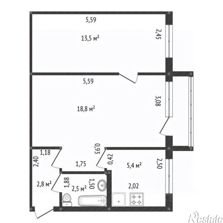 2-комн квартира улица Бориса Домашникова, 24,  д. 24