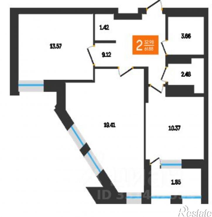 2-комн квартира улица Султанова, 28,  д. 28