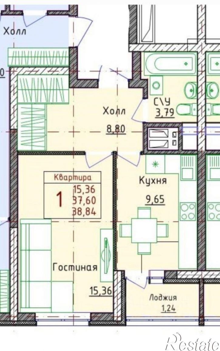 1-комн квартира бульвар Назара Наджми, 1,  д. 1