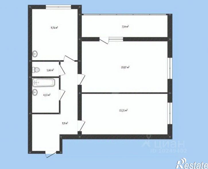 2-комн квартира улица Лётчиков, 1/9,  д. 1/9