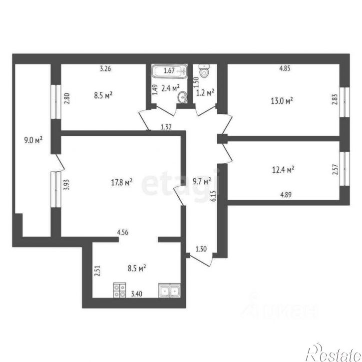 3-комн квартира улица Степана Злобина, 5/1,  д. 5/1