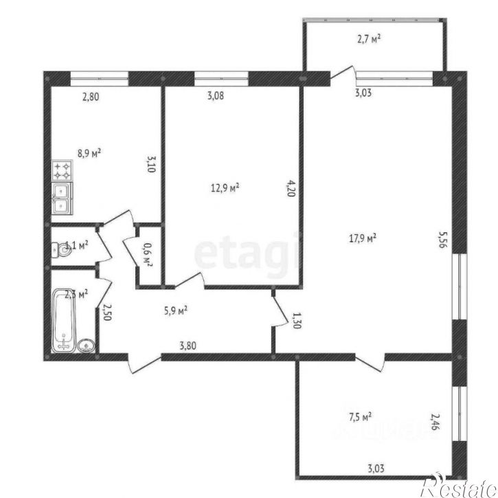 3-комн квартира Кольцевая улица, 204,  д. 204