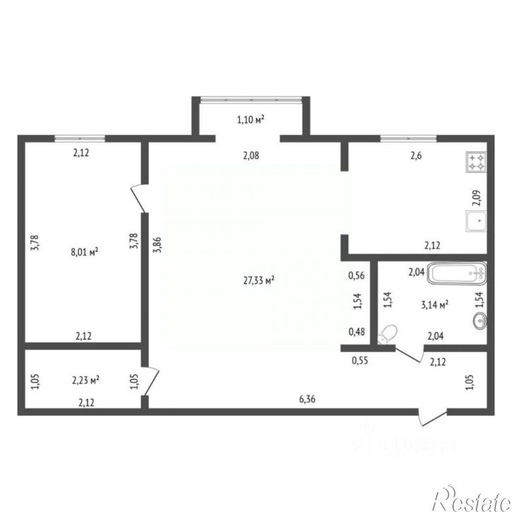 2-комн квартира пр-кт Октября, 87,  д. 87