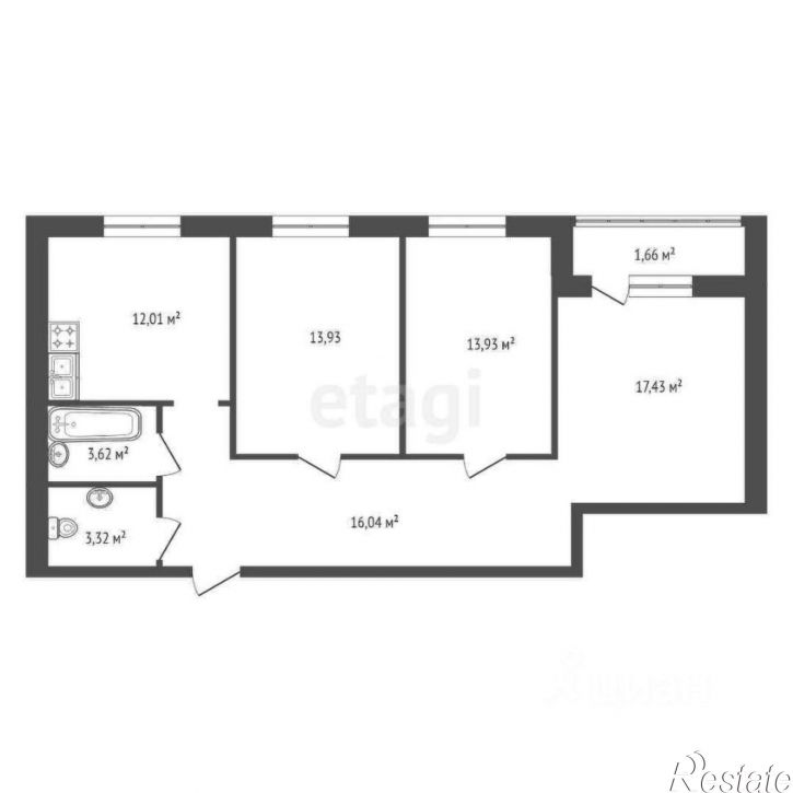 3-комн квартира ул Кустарная, 19,  д. 19