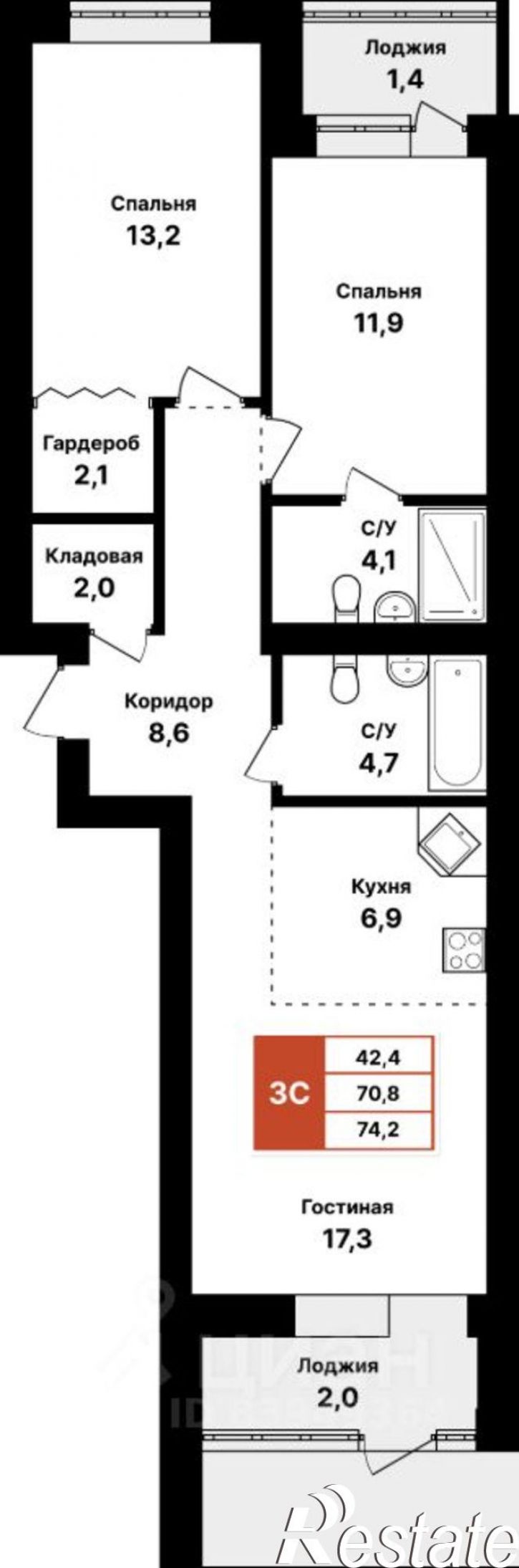 3-комн квартира в новом доме совхоз Цветы Башкирии