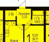 1-комн, 41кв м, этаж 3/24 ул Испытателей, 91
