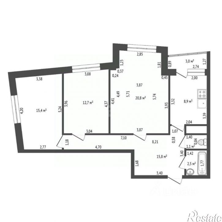 3-комн квартира Дагестанская улица, 12,  д. 12