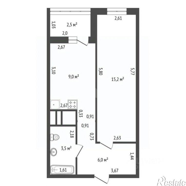 2-комн квартира ул Менделеева, 104,  д. 104