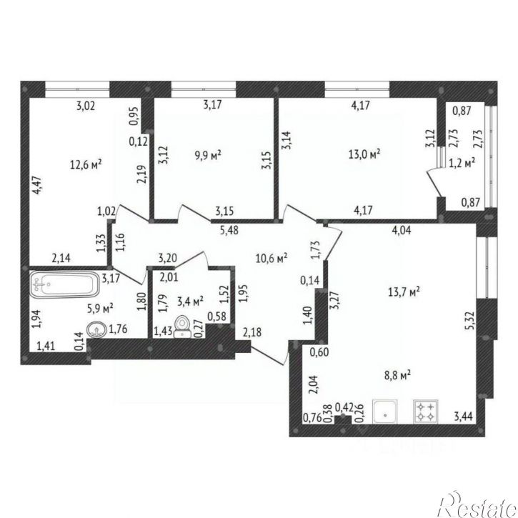 4-комн квартира улица Чернышевского, 24,  д. 24
