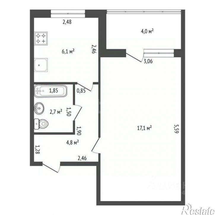 1-комн квартира ул Юрия Гагарина, 13/3,  д. 13/3