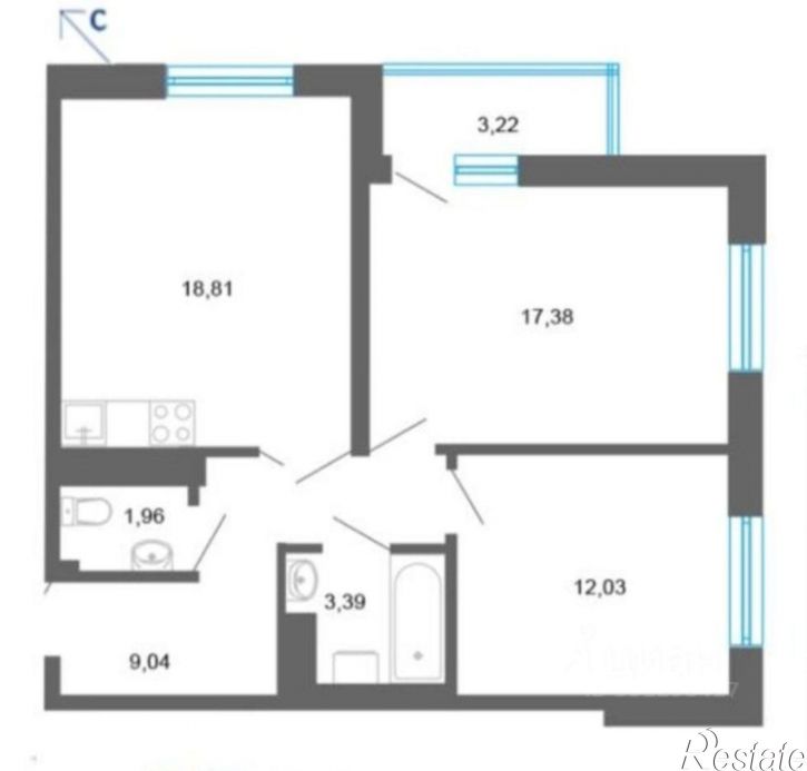 2-комн квартира ул Энтузиастов, 14,  д. 14