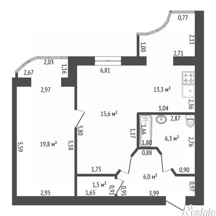 2-комн квартира ул Софьи Перовской, 48/2,  д. 48/2