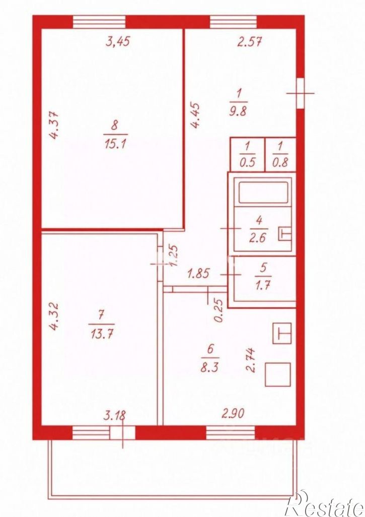 2-комн квартира ул Богдана Хмельницкого, 123,  д. 123