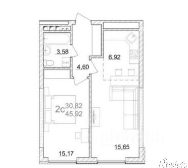 2-комн квартира пр-кт Октября, 75,  д. 75