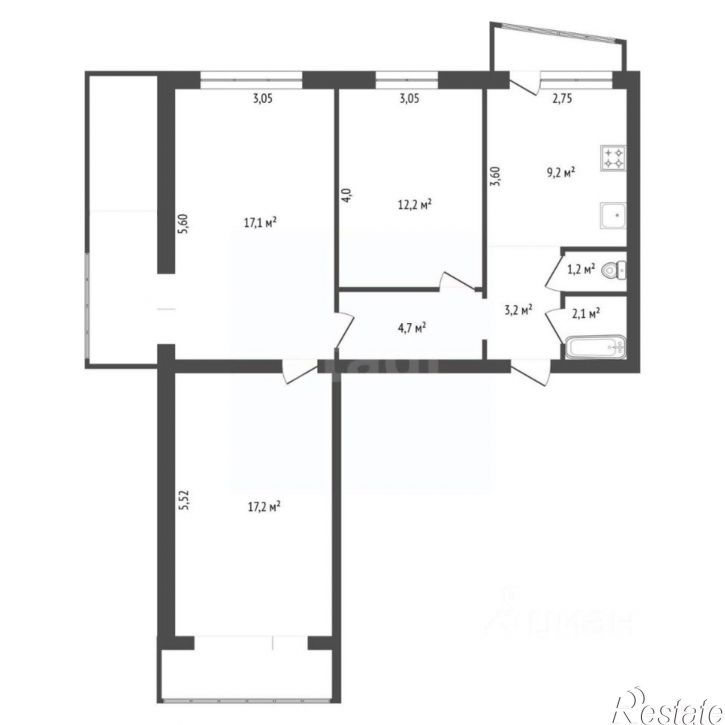 3-комн квартира ул Рабкоров, 11/1,  д. 11/1